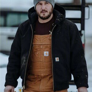 Vintage Carhartt Iconic J140 Firm Duck Active Dark Gray Hooded Jacket Size 2XL